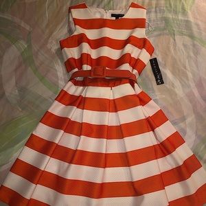 MadisonLeigh orange and white stripped dress+belt